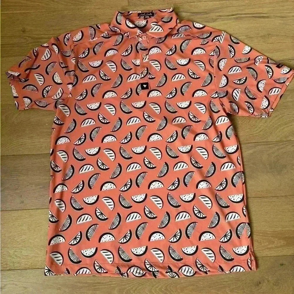 Bad Birdie Fruit Wedge Polo Orange Large - Picture 1 of 2